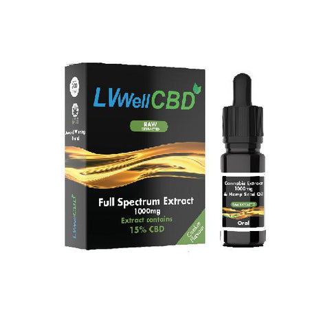 LVWELL CBD 1000mg 10ml Raw Cannabis Oil - vape store