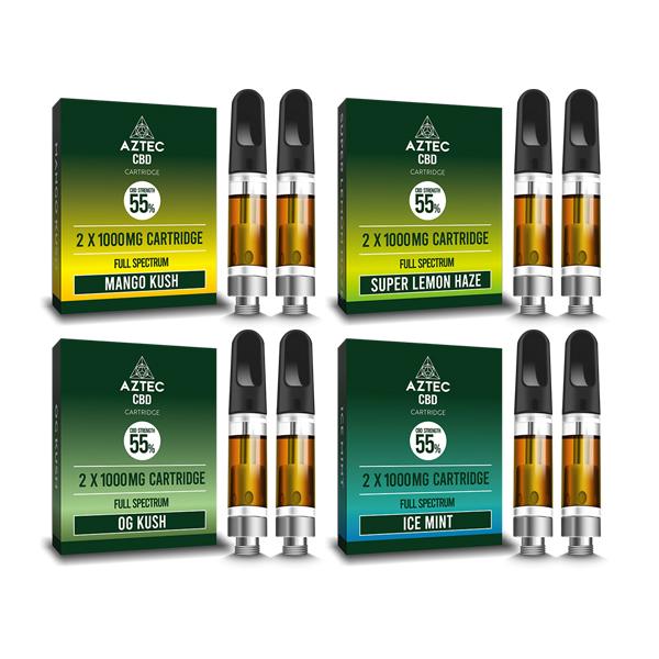 Aztec CBD 2 x 1000mg Cartridge Kit - 1ml - vape store